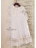 White Tulle Lace Long Sleeves Baptism Dress Flower Girl Dress